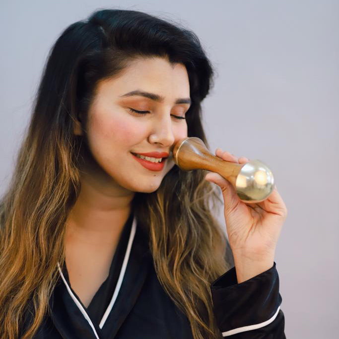 Pure KANSA WAND Dual for Glowing, Firm and Radiant skin | Ayurveda Face Yoga Beauty Tool - Facial, Neck & Under-eye Massage - Toning, Sculpting and Uplifting (Double Dome)