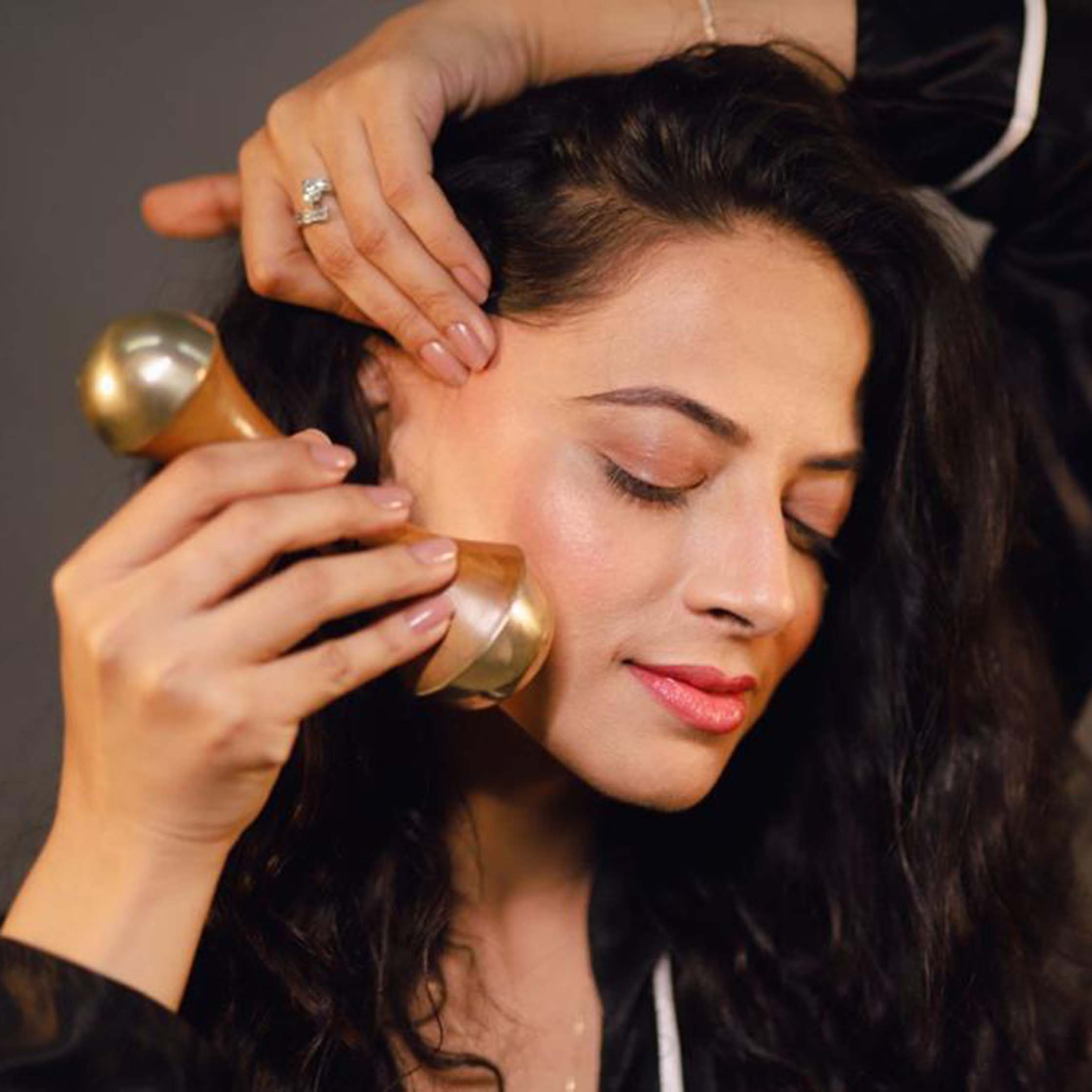 Pure KANSA WAND Dual for Glowing, Firm and Radiant skin | Ayurveda Face Yoga Beauty Tool - Facial, Neck & Under-eye Massage - Toning, Sculpting and Uplifting (Double Dome)