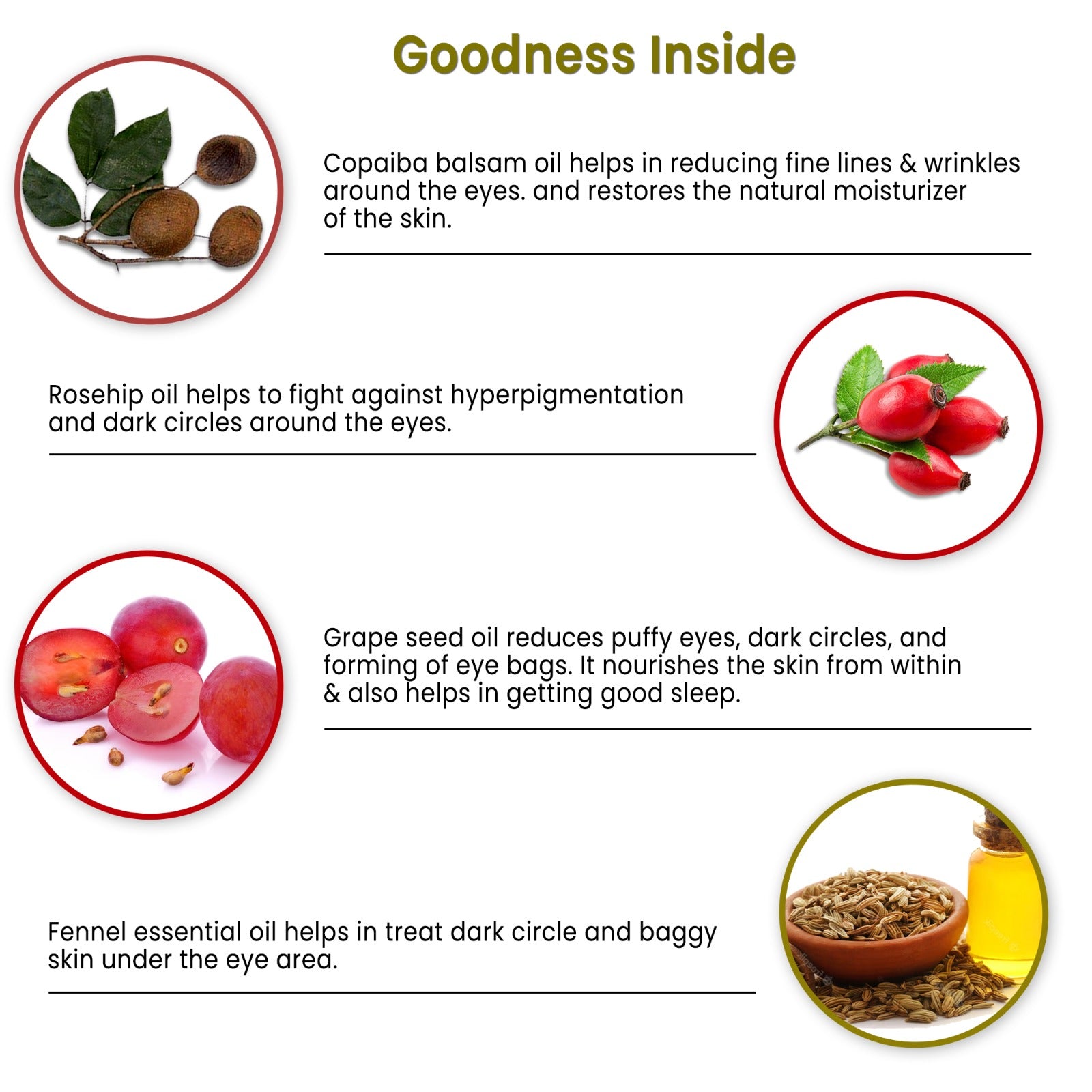 COPAIBA & ROSEHIP Under Eye Roll On - for Dark Circles Removal and Wrinkles | Under Eye Roll On & Dark Circle Remover | Anti Wrinkle, Heals Puffy Eyes and Fine Lines | 100% Organic (Women/Men)