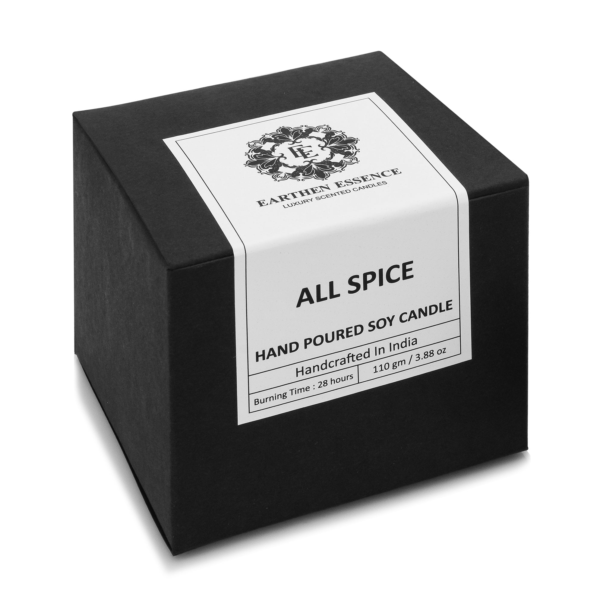 Earthen Essence Luxury Scented Candle ALL SPICE | Travel Tin Jar Candle | 100% Natural Soy Wax With Cotton Wick | Smokeless & Non-Toxic Candles | 110gm