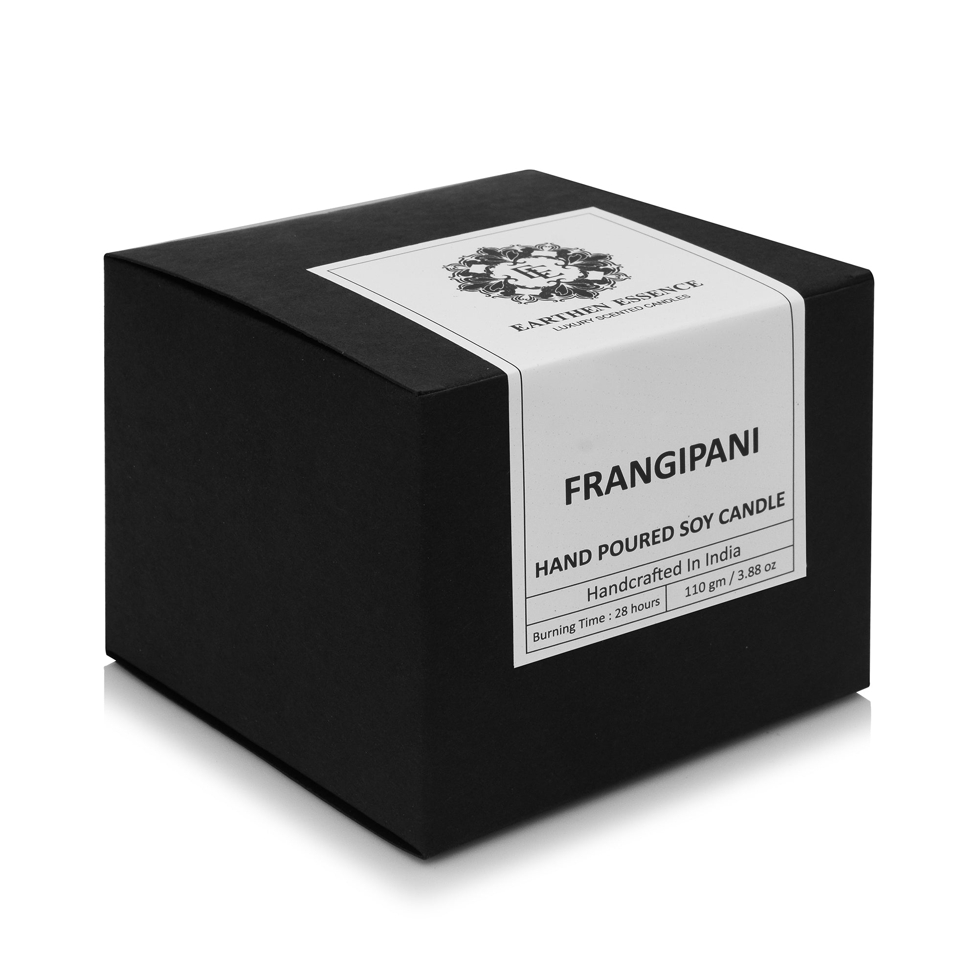 Earthen Essence Luxury Scented Candle FRANGIPANI | Travel Tin Jar Candle | 100% Natural Soy Wax With Cotton Wick | Smokeless & Non-Toxic Candles | 110gm